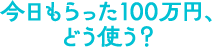 今日もらった100万円、どう使う？