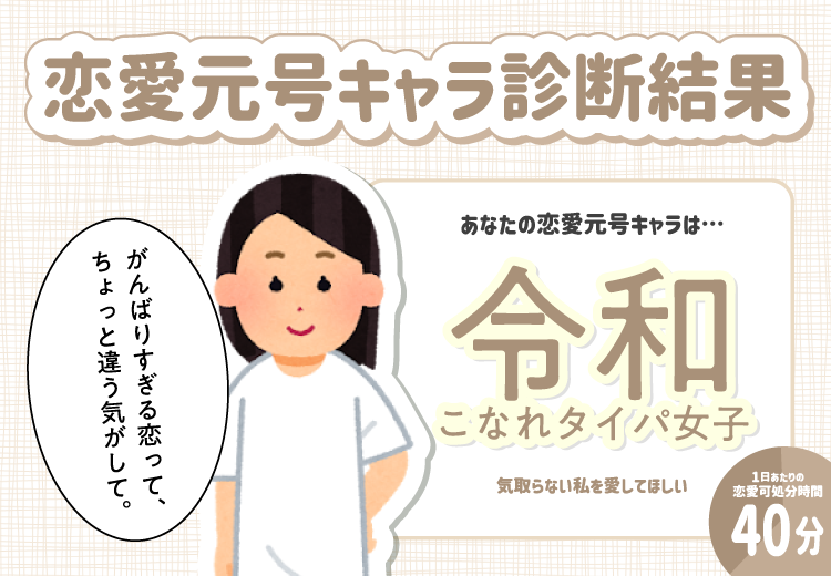 恋愛元号キャラ診断結果：令和 こなれタイパ女子
